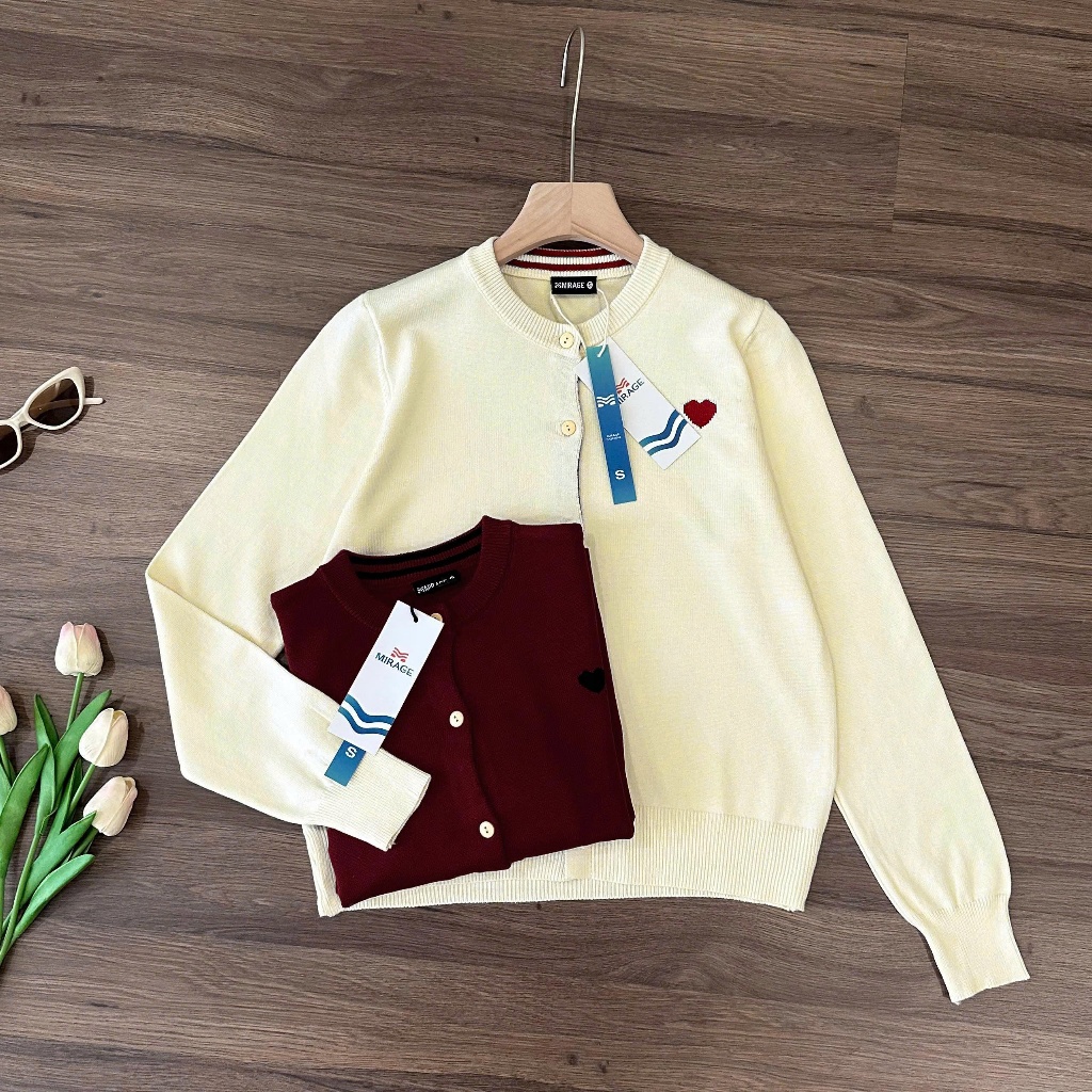 BST Áo Khoác Cardidgan Mirage Thêu Tim Local Brand Chất Len Mềm Mịn.