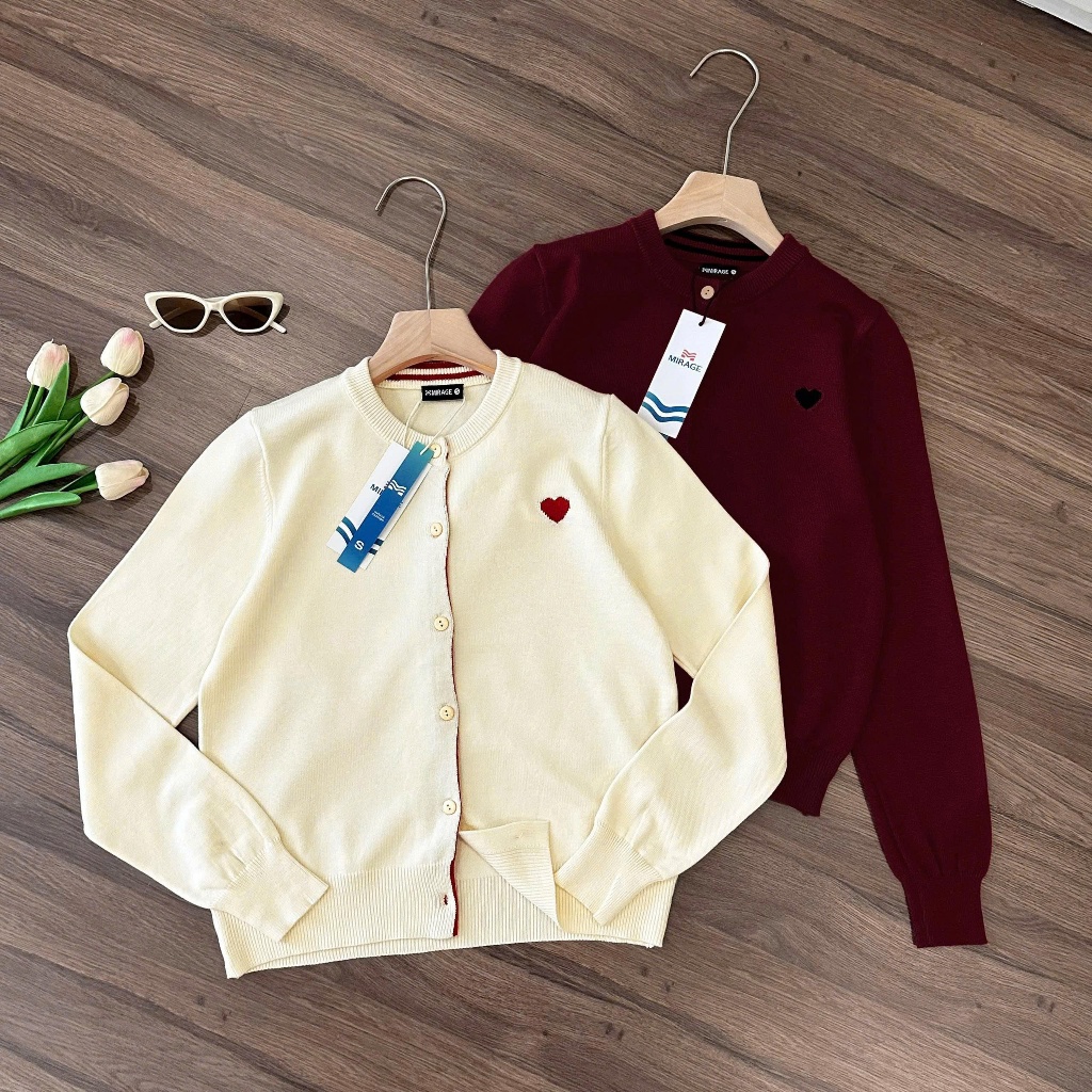 BST Áo Khoác Cardidgan Mirage Thêu Tim Local Brand Chất Len Mềm Mịn.