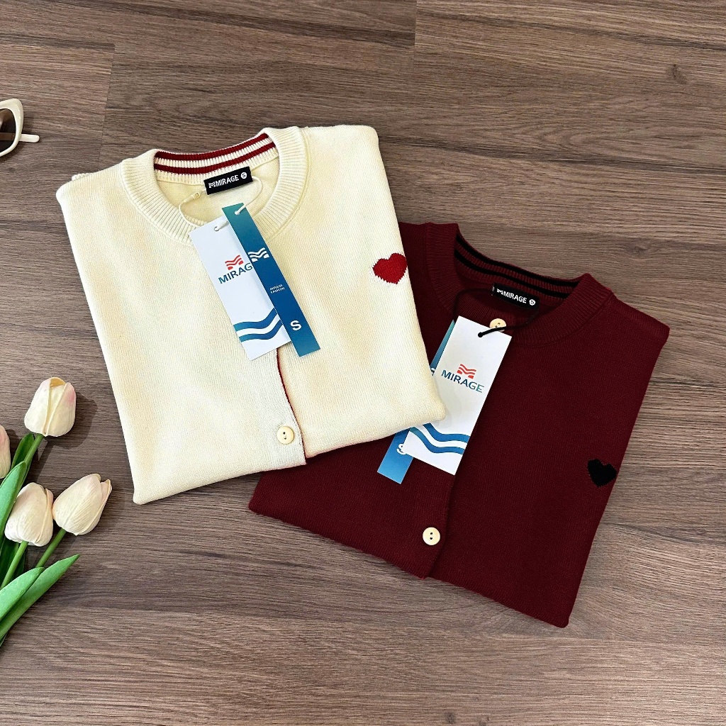 BST Áo Khoác Cardidgan Mirage Thêu Tim Local Brand Chất Len Mềm Mịn.