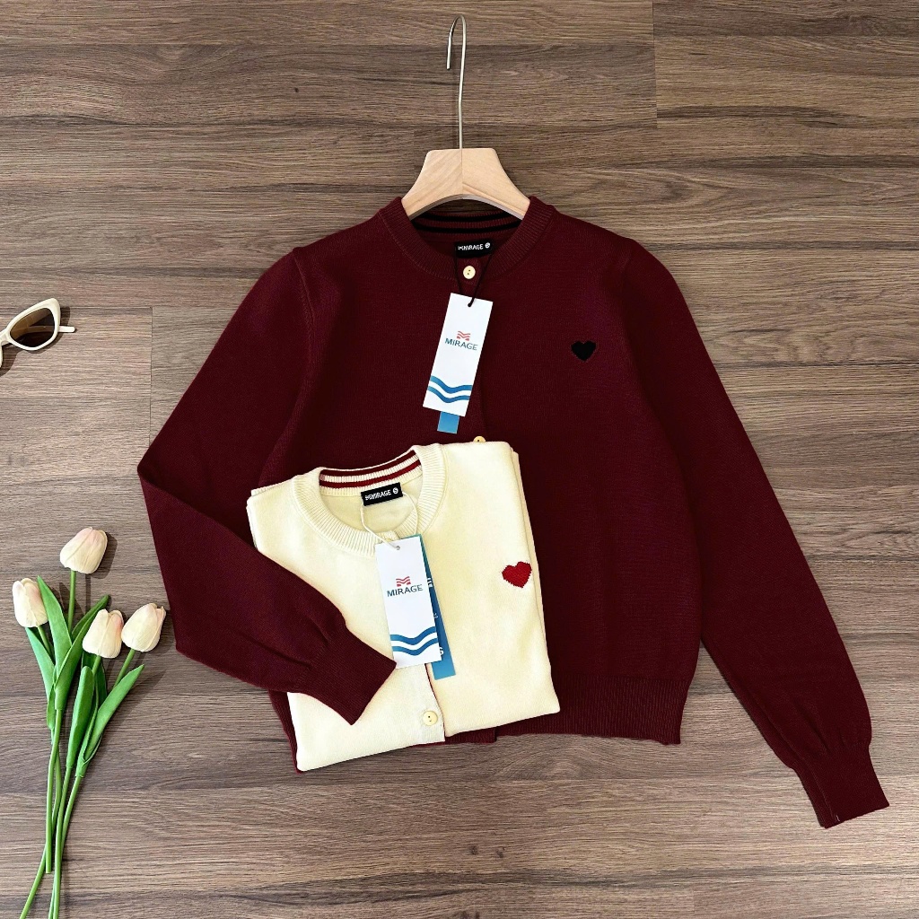 BST Áo Khoác Cardidgan Mirage Thêu Tim Local Brand Chất Len Mềm Mịn.