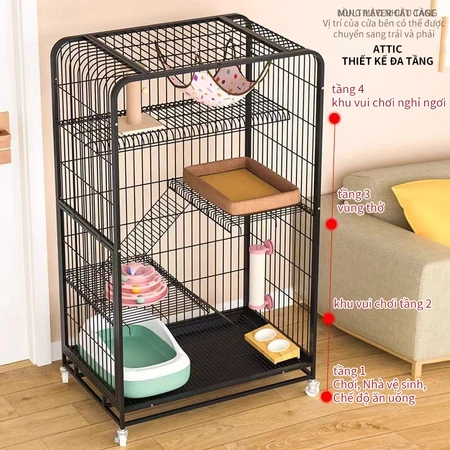Lồng thú cưng 2/3/4 tầng, ống tiện lợi, phù hợp cho chó to