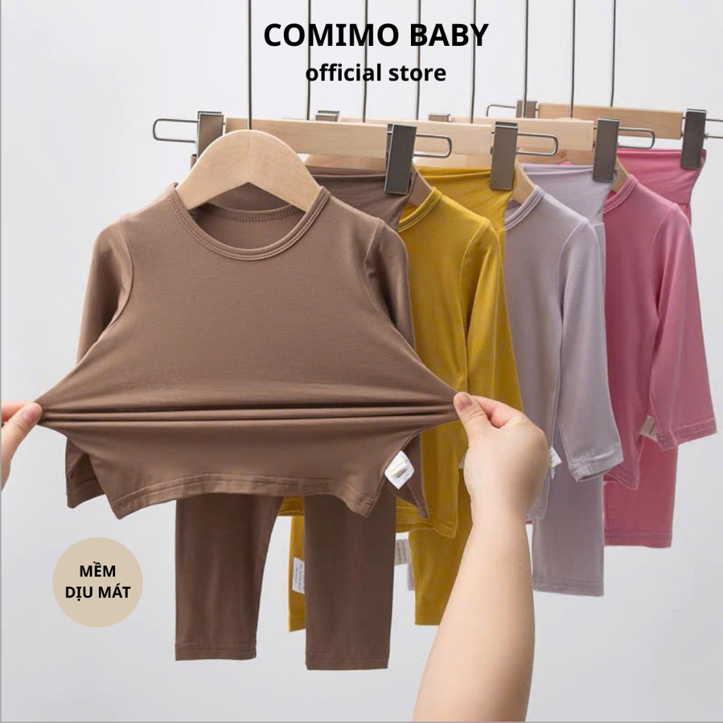[Hàng loại 1] Bộ dài tay thun lạnh cho bé trai bé gái 5-19kg COMIMO BABY chất mềm mịn mát cho bé mặc đi chơi đi học