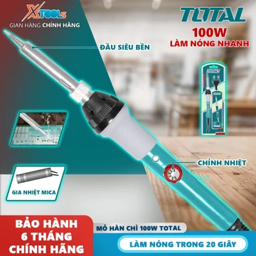 Mỏ hàn thiếc 100W TOTAL làm nóng trong 20s, có điều chỉnh nhiệt độ, mỏ hàn chì, mỏ hàn điện, hàn linh kiện điện tử, DIY