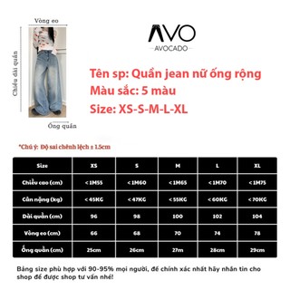 Quần Jean Bò Nữ Ống Rộng Suông Cạp Cao Avocado Wash Màu Vintage Cạp Cao Đứng Form Ống Rộng 25-27cm