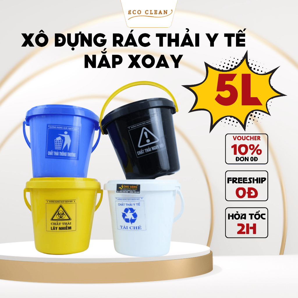 Xô đựng rác thải y tế đạt tiêu chuẩn của bộ y tế 5 Lít | Shopee Việt Nam