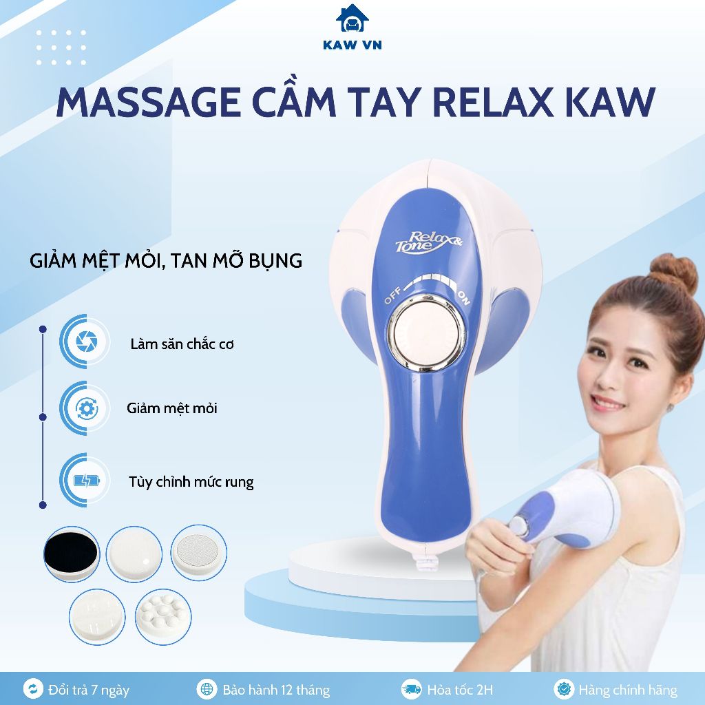 Máy Massage Cầm Tay Relax KAW, Giúp Trị Liệu Đau Mỏi Vai Gáy, Tan Mỡ Bụng, Thư Giãn Mệt Mỏi