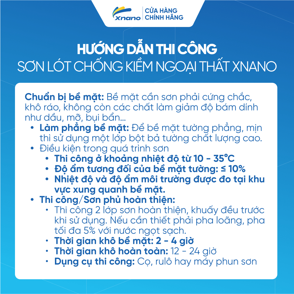Sơn Lót Ngoại Thất XNANO 5L/18L – Chống Kiềm, Bám Dính Tốt, Chống Bong Tróc & Phai Màu | Bảo Hành 5 Năm + Tặng Chổi