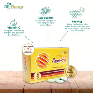 Viên Ngậm Keo Ong Thảo Dược Propobee hộp 3 vỉ x 6 viên Giảm Ho,Đau Rát Họng DK PHARMA