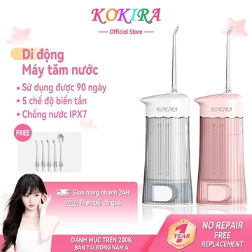 KOKIRA tăm nước Sử dụng được 90 ngày 5 chế độ biến tần Chống nước IPX7 máy tăm nước
