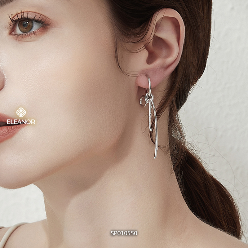 Bông tai nữ chuôi bạc 925 Eleanor Accessories dáng dài hình nơ phụ kiện trang sức khuyên tai 10550