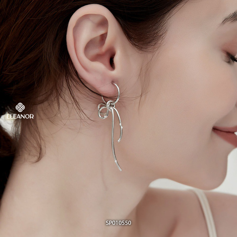 Bông tai nữ chuôi bạc 925 Eleanor Accessories dáng dài hình nơ phụ kiện trang sức khuyên tai 10550