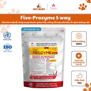 Five-Prozyme 5 Way Bổ sung tiêu hóa, hỗ trợ tăng trọng, cải thiện FCR cho gia cầm (1KG)