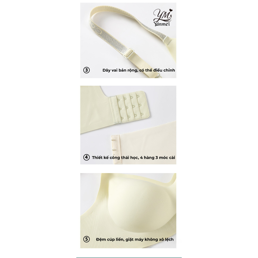 YANMEI Áo Bra Nữ Hương Hoa Trà Dây áo Lấp Lánh Ánh bạc Đệm 2cm Nhệ Nhàng Sang Trọng 6108#