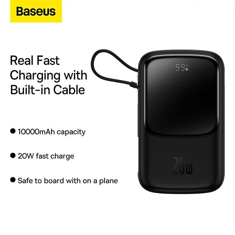 Pin Dự Phòng Sạc Nhanh Baseus Qpow Pro Digital Display Fast Charge Power Bank 10,000mAh Cho I.P, Type-C