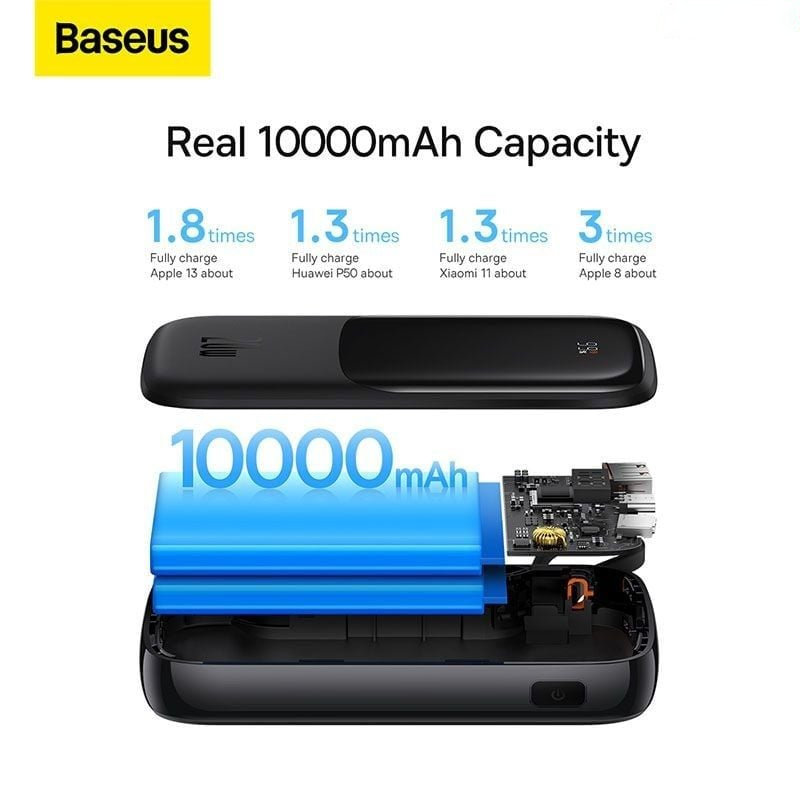 Pin Dự Phòng Sạc Nhanh Baseus Qpow Pro Digital Display Fast Charge Power Bank 10,000mAh Cho I.P, Type-C