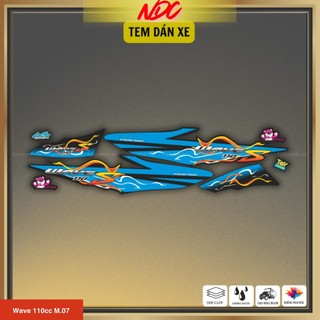 Decal tem rời xe Wave S 110cc mẫu VÂN MÂY trang trí dàn áo nổi bật với decal 3 lớp M07