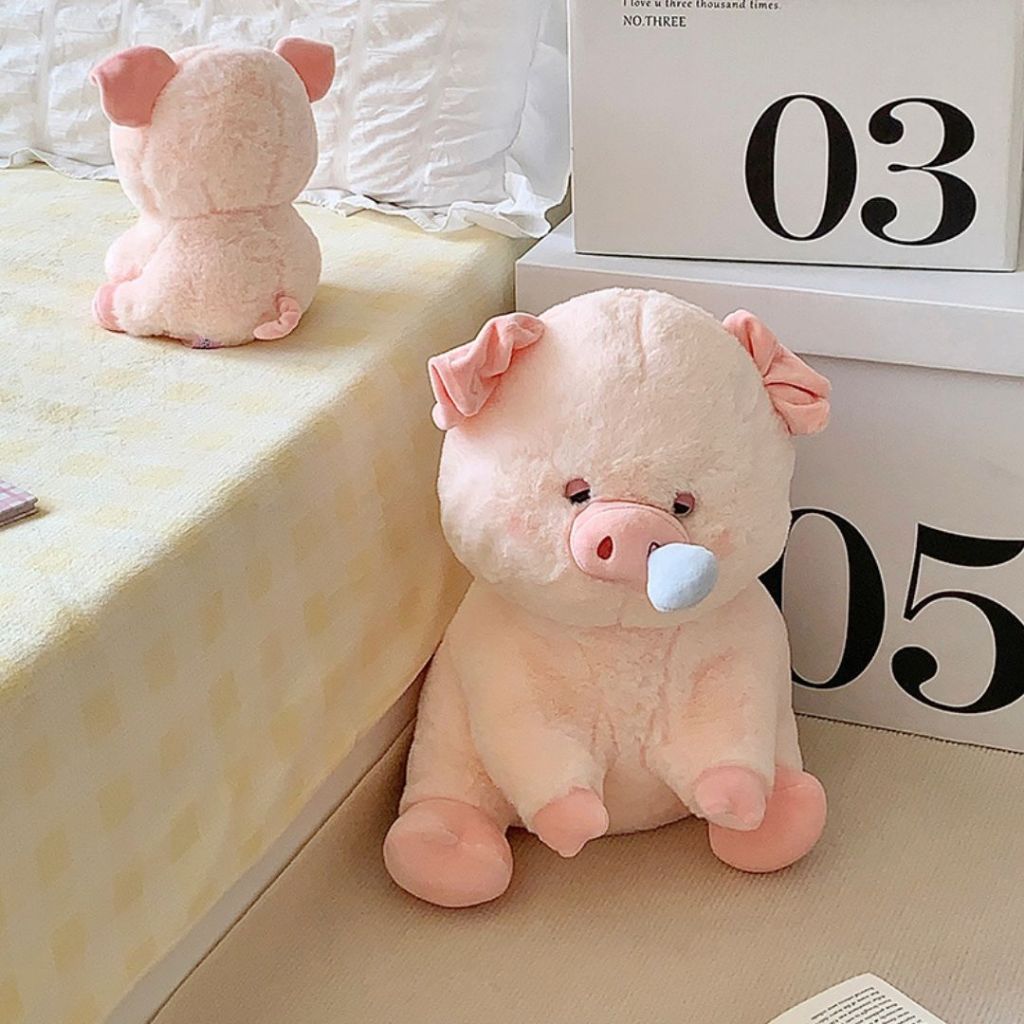 Gấu bông heo, pig chảy nước mũi dễ thương, Thú nhồi bông lợn hồng lông thỏ làm quà tặng sinh nhật cho bé
