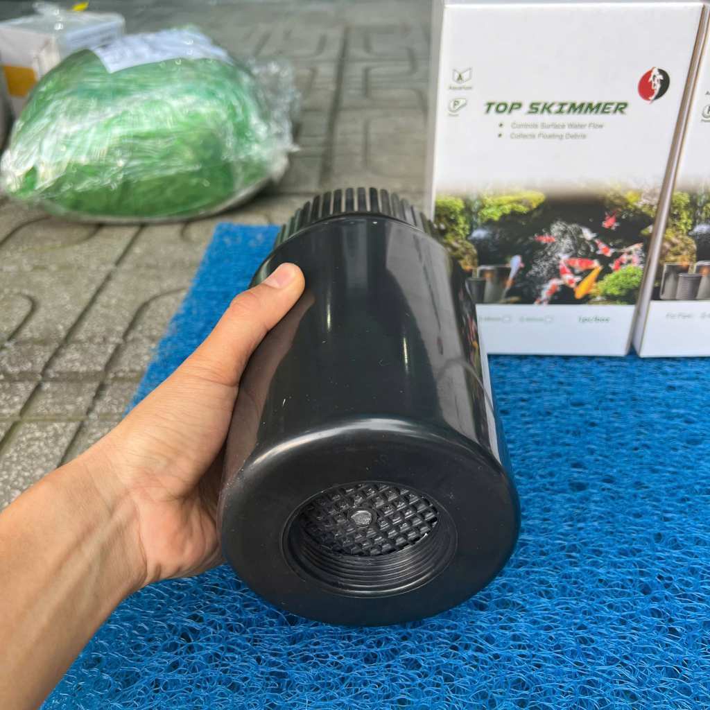 HÚT MẶT,HÚT VÁNG HỒ CÁ KOI KÈM CHẮN CÁM TOP SKIMMER sử dụng ống chờ ren 60mm