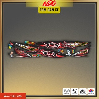 Decal tem rời Wave S 110cc mẫu NGÔI SAO kèm sticker nhỏ trang trí xe M09