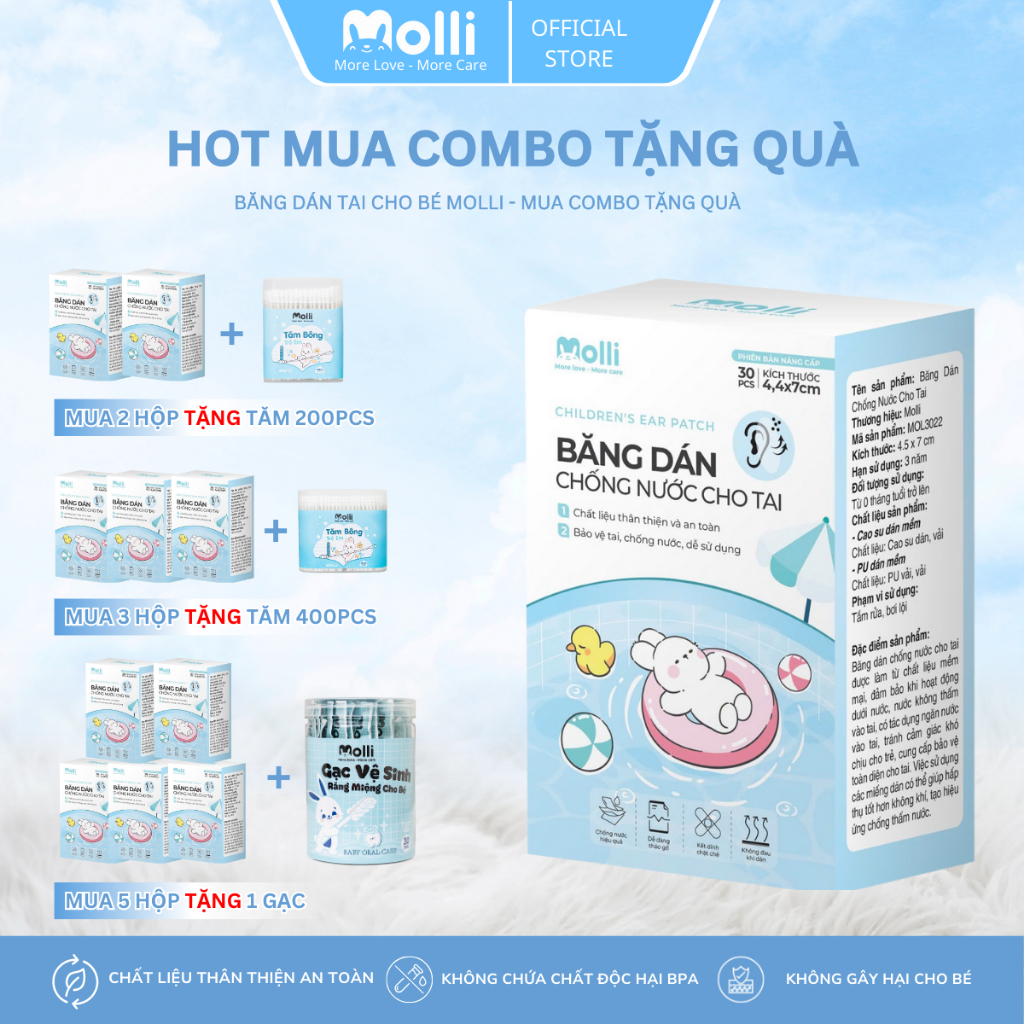 Băng Dán Chống Nước Cho Tai Gel Silicon Nâng Cấp Mềm Mại , Tiện Lợi , Sử Dụng Cho Bé MOL3022