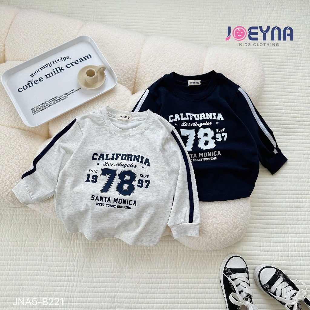 Bộ thu đông dài tay dáng thể thao in hoạ tiết số 78, bộ dài tay cotton mềm cho bé trai