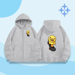 Áo Khoác Có Túi Trong Cho Bé – Hình Vịt Vàng Lè Lưỡi Lướt Ván Dễ Thương, Chất Nỉ Cotton Ấm (M 285)