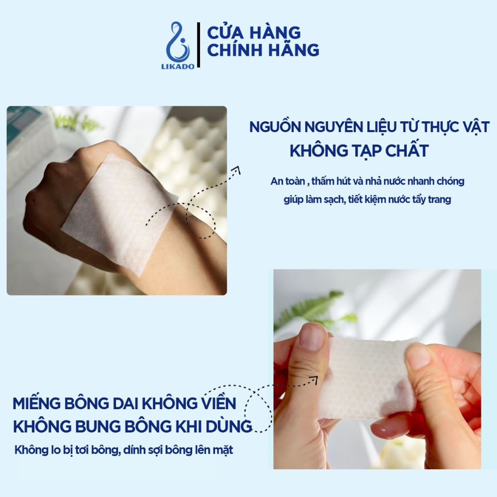 Bông tẩy trang Likado hộp 400/600 miếng kích thước (6cmx5cm)
