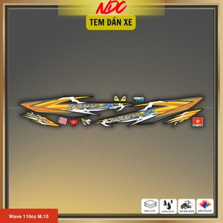 Tem rời xe Wave 110cc thiết kế kèm sticker lá cờ nhỏ dán trang trí dàn áo M10