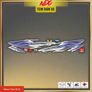 Tem rời xe Wave 110cc thiết kế kèm sticker lá cờ nhỏ dán trang trí dàn áo M10