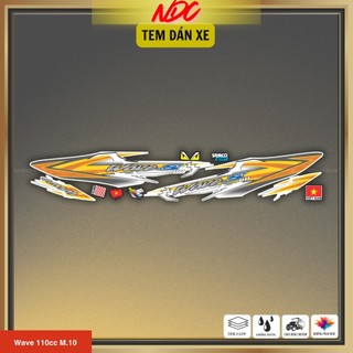 Tem rời xe Wave 110cc thiết kế kèm sticker lá cờ nhỏ dán trang trí dàn áo M10