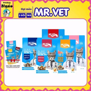 Thức Ăn Hạt Cho Mèo Combo 2 Gói 1kg Mix Topping Nhiều Phân Loại - MRVET / Mr Vet