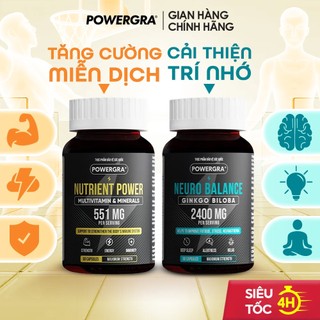 Combo Powergra Nutrient Power Và Neuro Balance Hộp 60 Viên Bổ Sung Vitamin Tăng Cường Trí Nhớ