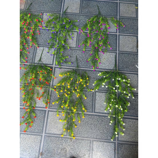 Bụi rủ hoa hồng 5 nhánh treo tường , cụm, cành hoa Hồng nhí- Hoa giả decor