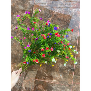 Bụi rủ hoa hồng 5 nhánh treo tường , cụm, cành hoa Hồng nhí- Hoa giả decor