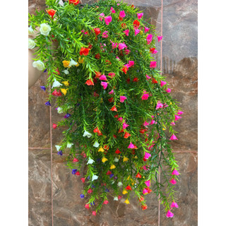 Bụi rủ hoa hồng 5 nhánh treo tường , cụm, cành hoa Hồng nhí- Hoa giả decor