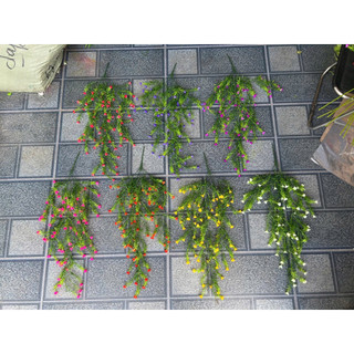 Bụi rủ hoa hồng 5 nhánh treo tường , cụm, cành hoa Hồng nhí- Hoa giả decor