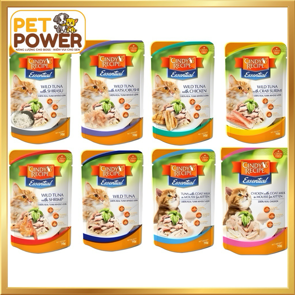 Pate Cho Mèo Cindy Recipe 70g – Dạng Thạch Cá Ngừ, Thịt Gà | Thức Ăn Mềm Cho Mèo Con & Trưởng Thành