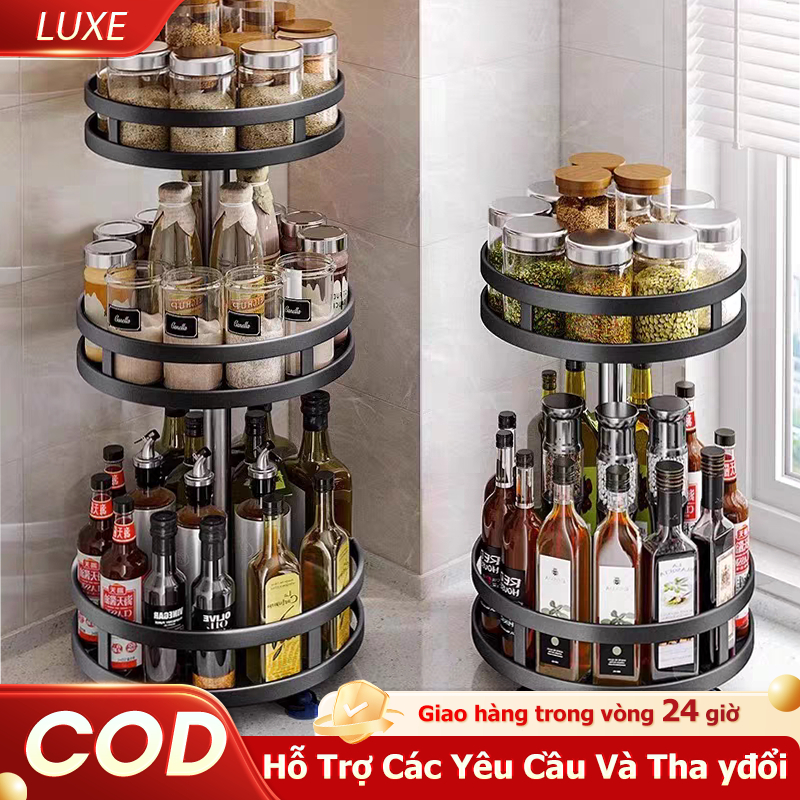 Luxe Kệ gia vị xoay 1/2/3 tầng inox kệ Đựng Gia Vị Nhà Bếp 360 độ
