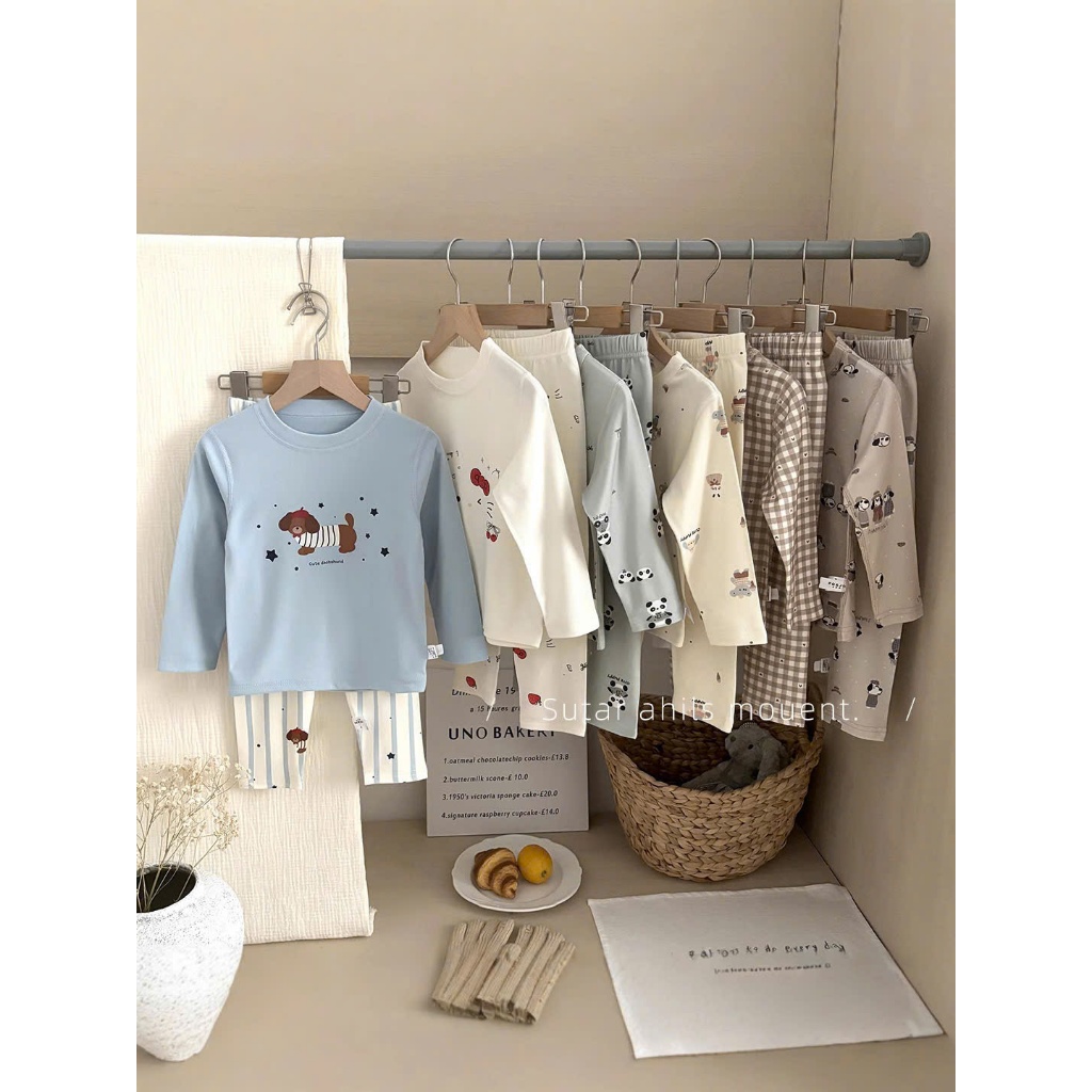 Bộ Thu Đông Dài Tay Cho Bé Trai Bé Gái Chất Cotton Nỉ Mềm Mại Cho Bé,Quần Áo Trẻ Em Thu Đông QCCC Từ 7-22kg