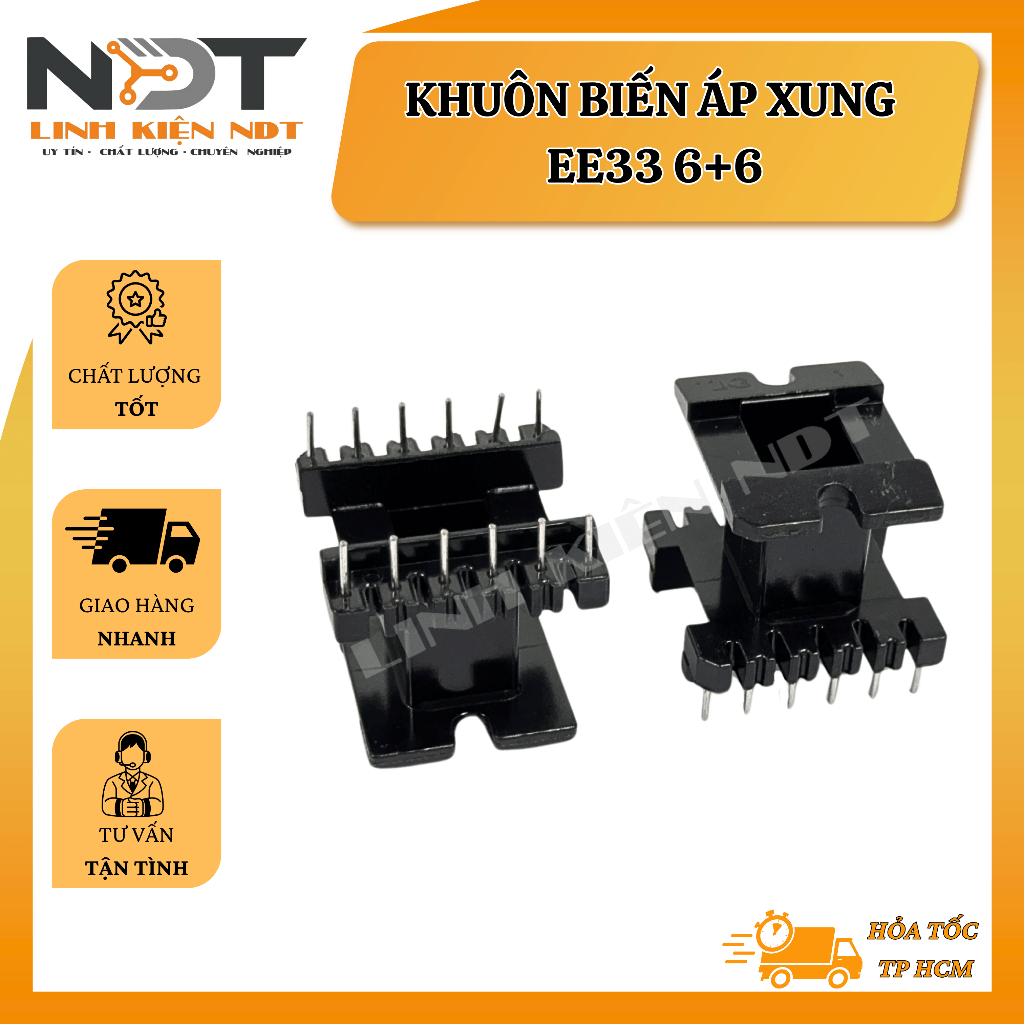 [ COMBO 10 CHIẾC ] Khuôn Nhựa Biến Áp Xung EE33 6+6 (Dùng Quấn Cuộn Cảm ...