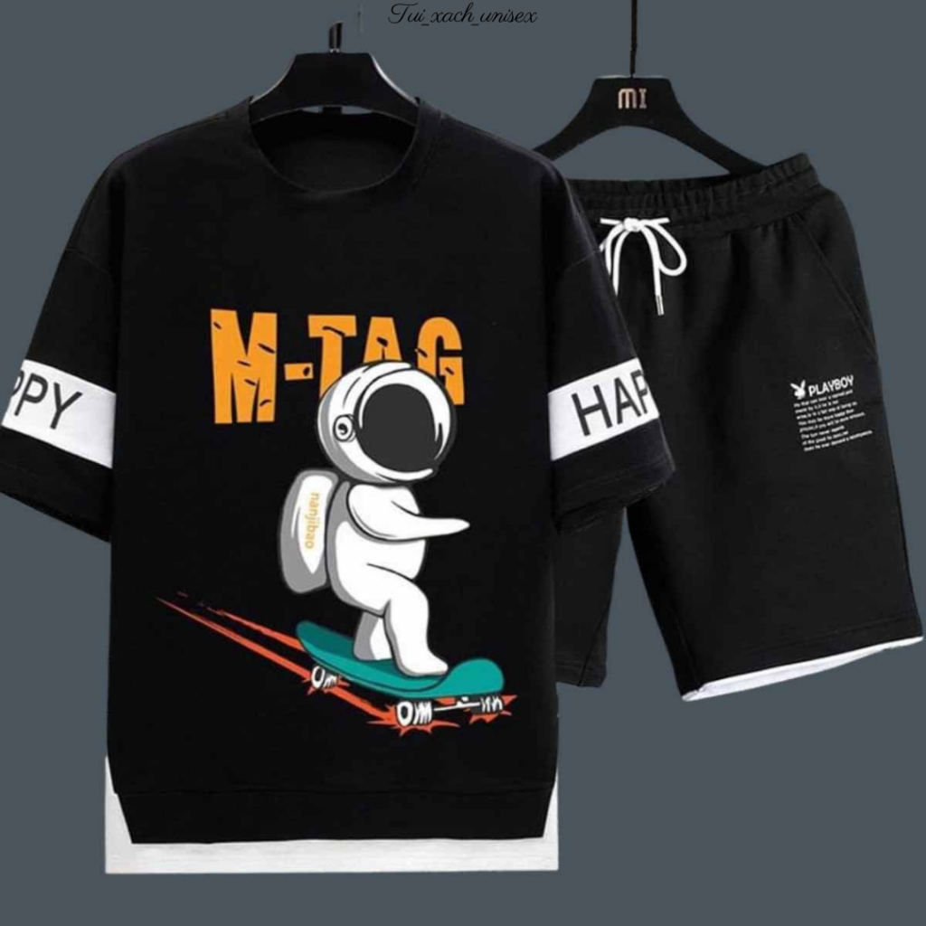 đồ bộ nam nữ Thể Thao Mùa Hè Áo thun cổ tròn quần short thun ngắn thoải mái Trẻ Trung Năng Động M-TAG L1