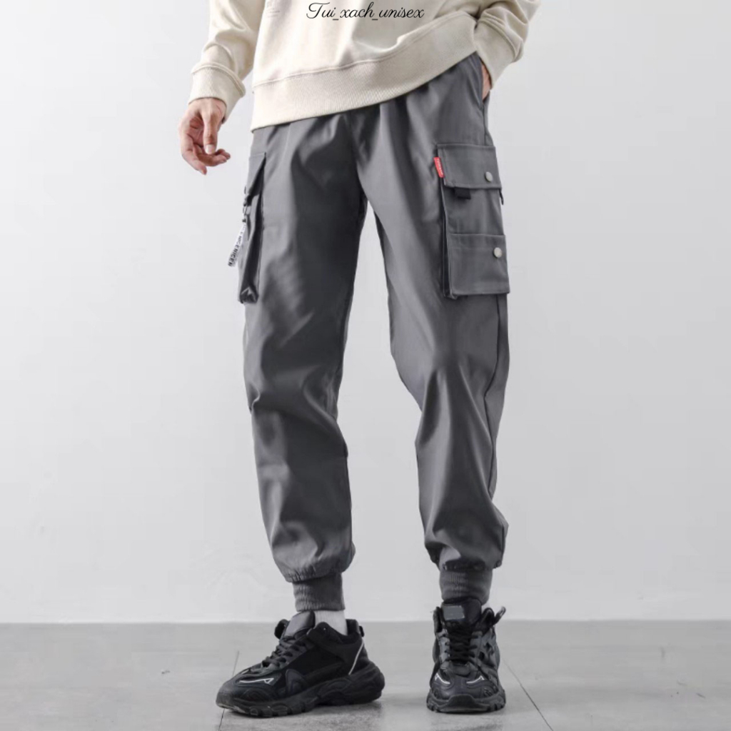 ❤️ SIÊU PHẨM ❤️ QUẦN KAKI JOGGER TÚI HỘP BO CHÂN NAM NỮ DÀI HAI MÀU ĐEN XÁM MỀM MỊN HỘP DÂY NAI L