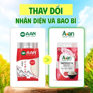 Combo 3 túi Gạo Japonica Aan túi 5kg - bao bì mới - Chính hãng Gạo sạch Aan