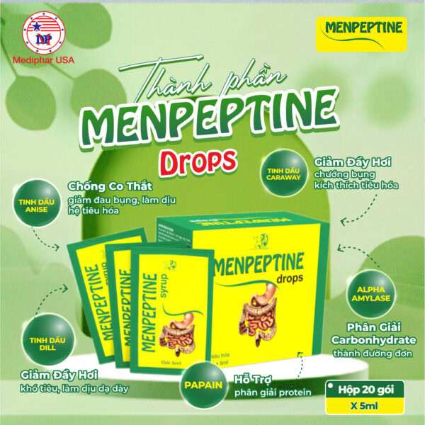 Men tiêu hóa Menpeptine (Gói uống) giảm rối loạn, đầy hơi, chướng bụng khó tiêu, ăn ngon [enzyme, drops, gold]