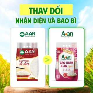 Combo 2 túi Gạo Thơm A An ngon túi 5kg - Bao bì mới - Chính hãng Gạo sạch Aan