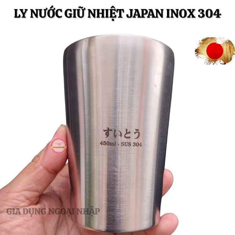 Ly giữ nhiệt Japan inox 304 dung tích 450ml hàng nhập bãi chưa qua sư dụng
