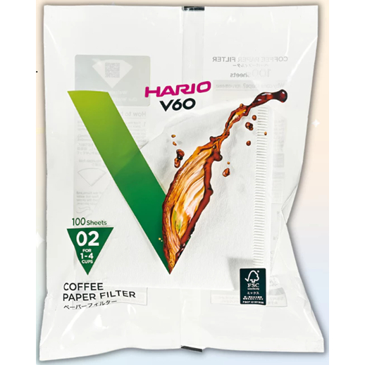 Giấy Lọc Cà Phê Hario 100 Cái V60-VCF-01-100W /V60VCF-02-100W (Size 01 +02,Màu Trắng)