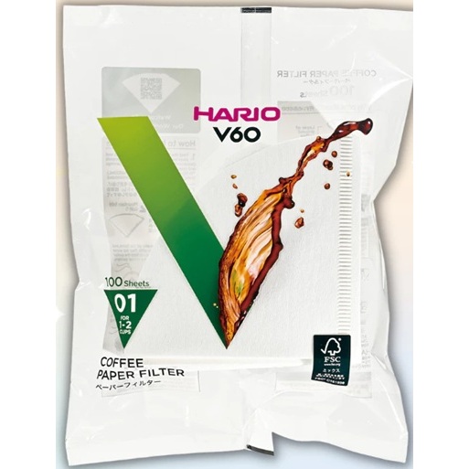 Giấy Lọc Cà Phê Hario 100 Cái V60-VCF-01-100W /V60VCF-02-100W (Size 01 +02,Màu Trắng)