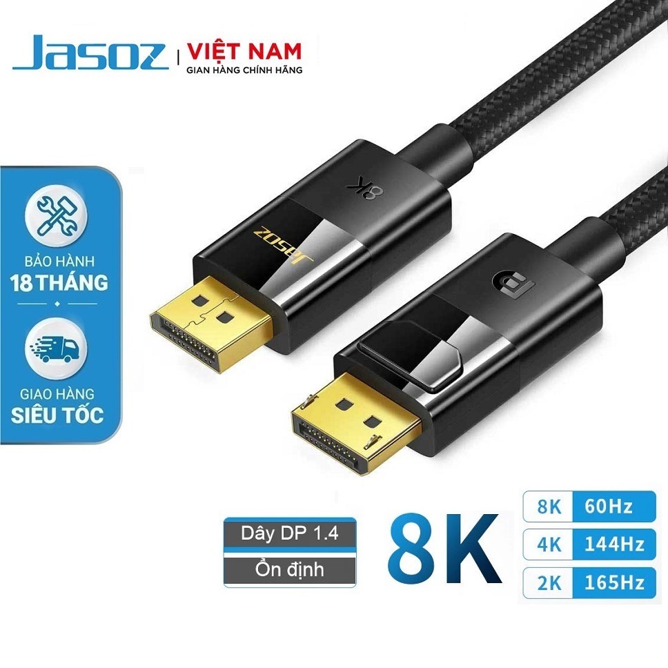 Dây Cáp Displayport to Displayport 1.4 hỗ trợ 8K/60Hz, 4K/144Hz, 2K ...