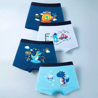 Set 4 Quần lót đùi bé trai cotton cao cấp, Quần chip em bé co dãn tốt họa tiết khủng long cute L1018